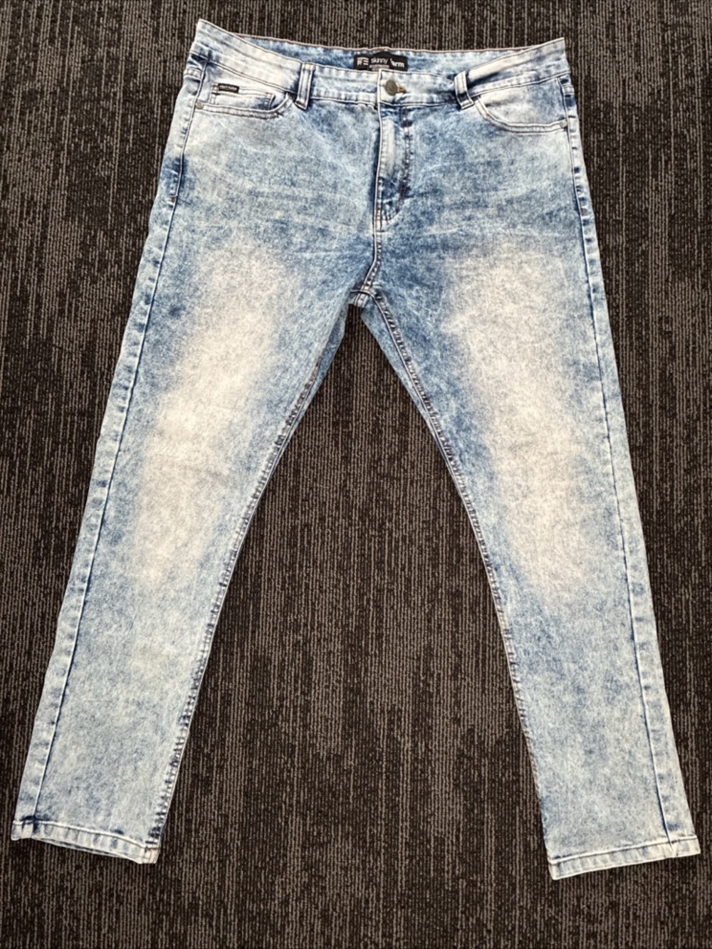 Phat Farm Jeans Mens 38x30 Blue Acid Wash Skinny Fit   Stretch Denim